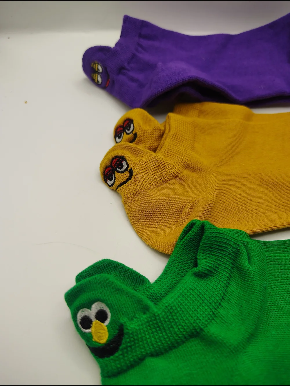 Kids No-Show Sock Set - Green, Mustard, Purple
